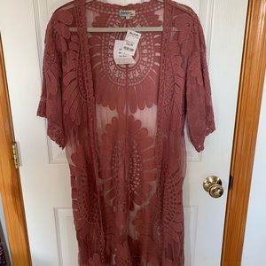 Knee length flowered kimono